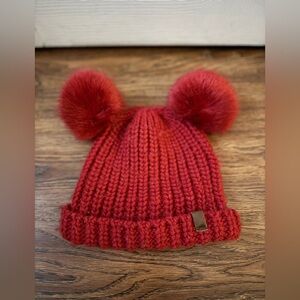 ROOTS KIDS red double pompom winter hat (12-24 months)